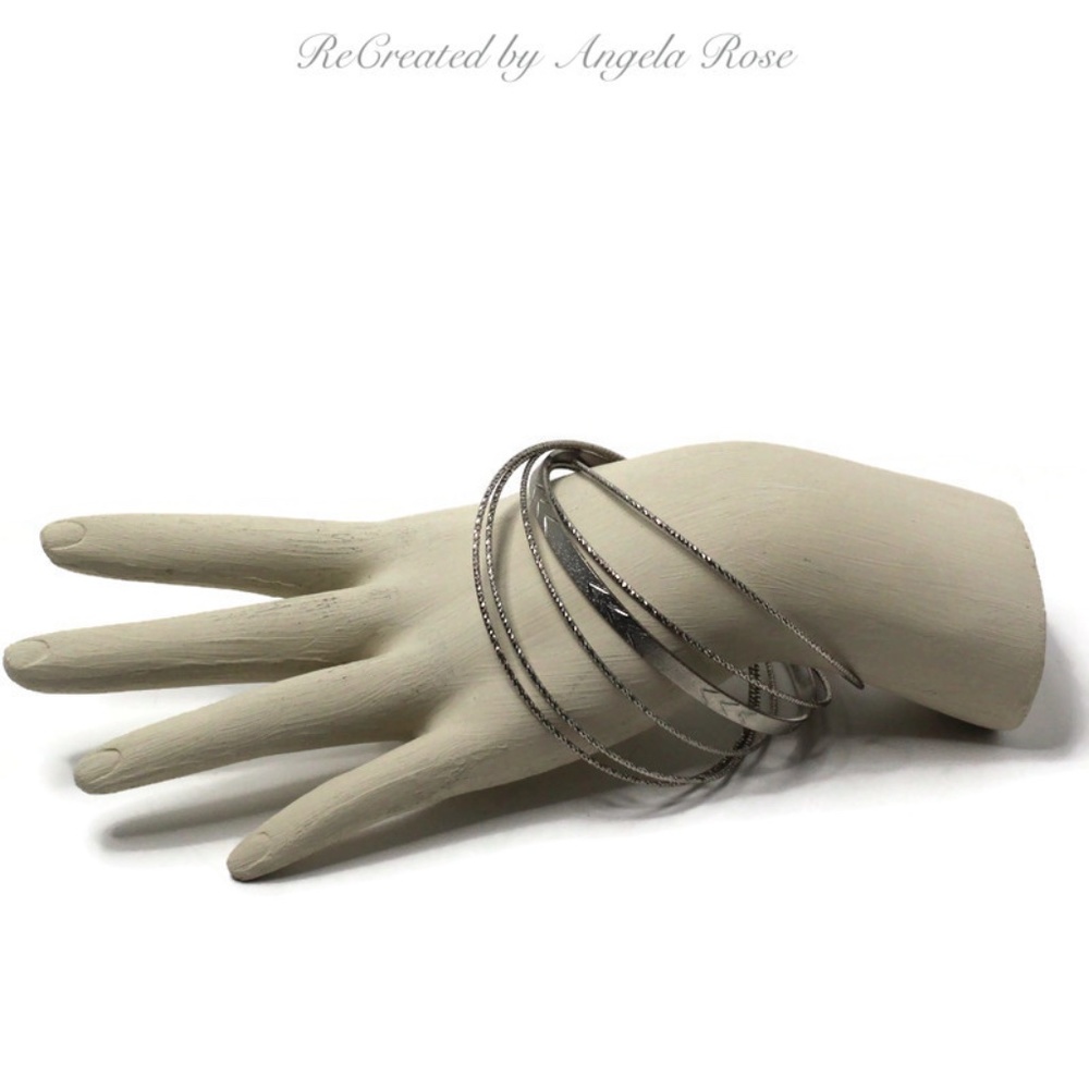 Silver Plated and Silver Tone Bangle Bracelets
